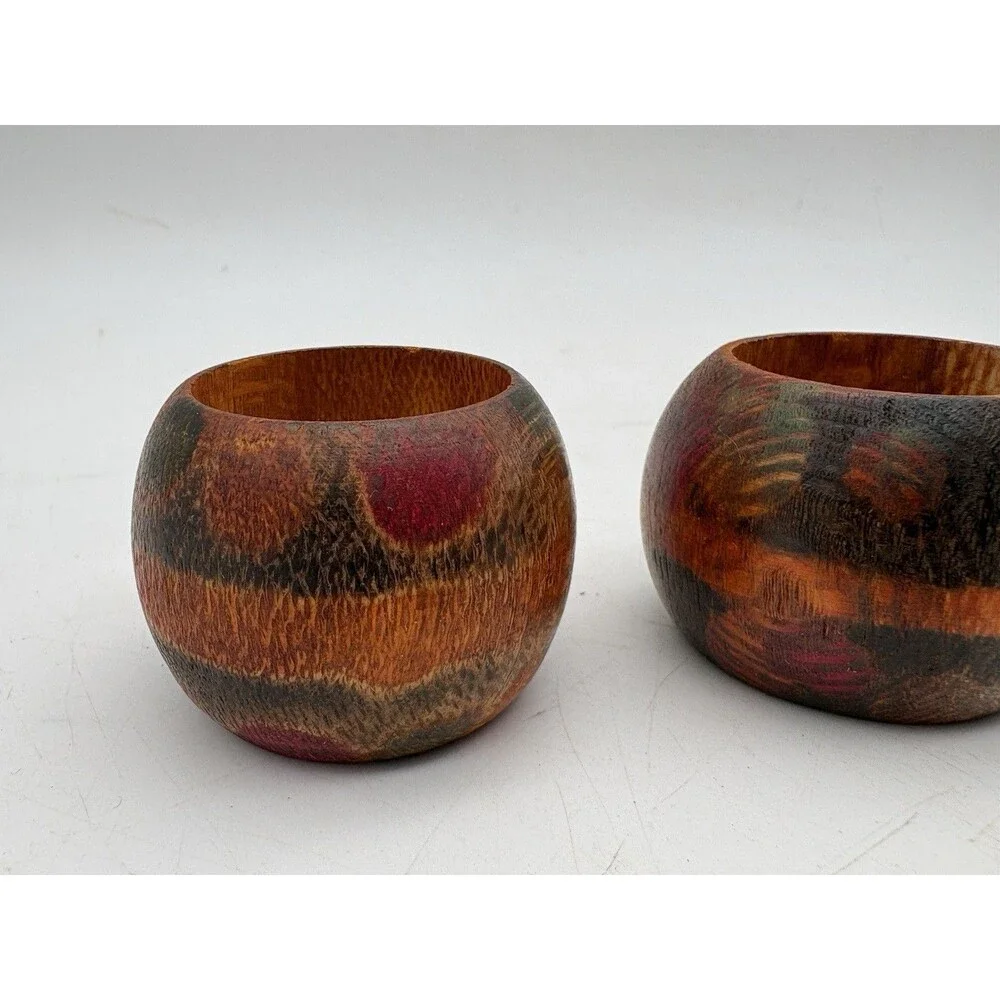 Cabin Fever Hand Painted Wood Napkin Rings Set of 4 Rustic Lodge Decor
